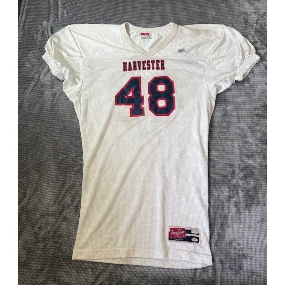 Rawlings Harvester High School Team Issued Football Jersey White #48 Adult M